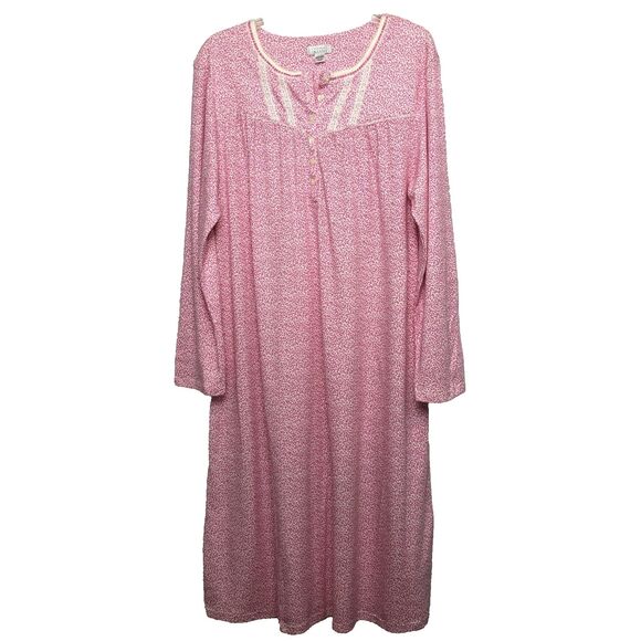 Celestial Dreams Womens XL Floral Print Lace Cotton Blend Nightgown Gown - Picture 1 of 11
